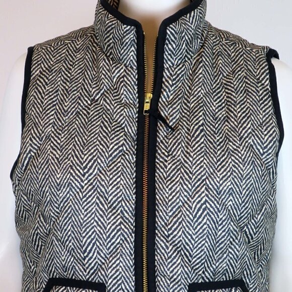 J.Crew Excursion Printed Quilted Puffer Full Zip Herringbone Vest - Picture 4 of 8